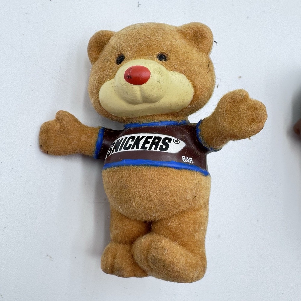(2) Vtg Mars Flocked Fuzzy Teddy Bear Plain M&Ms + Snickers‎ Candy Collectible - Picture 4 of 7